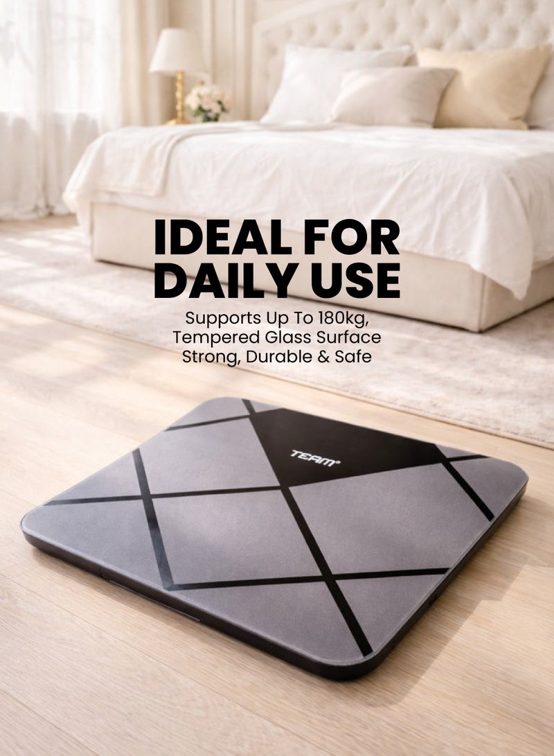 Team Digital Bathroom Scale | High Precision Weight Scale with LCD Display, Tempered Glass Platform, Auto On/Off, Slim Design – Up to 180kg Capacity - Image 4